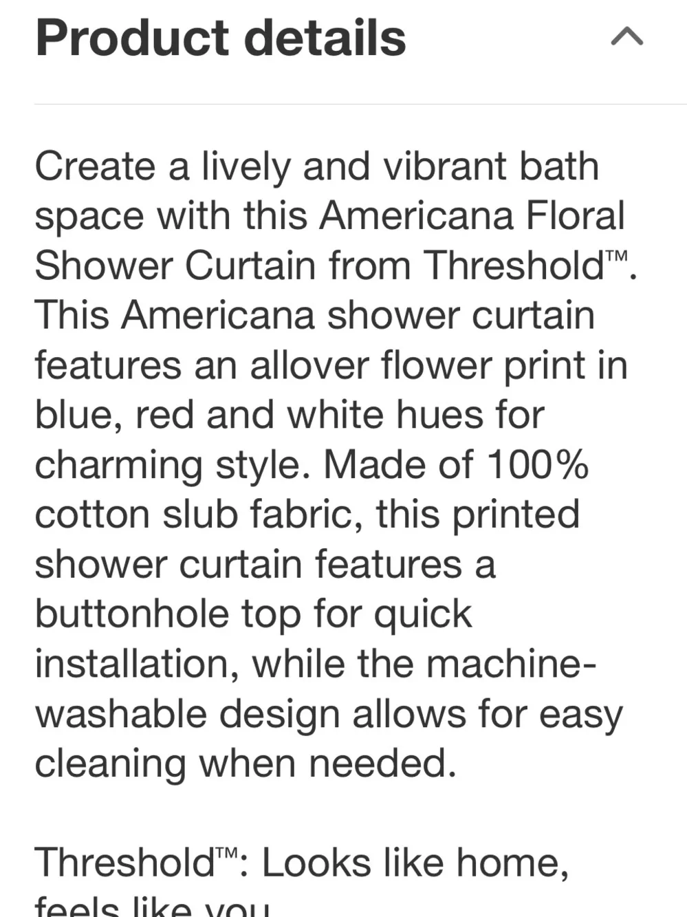 THRESHOLD NWT Americana Floral Shower Curtain -blue/red
